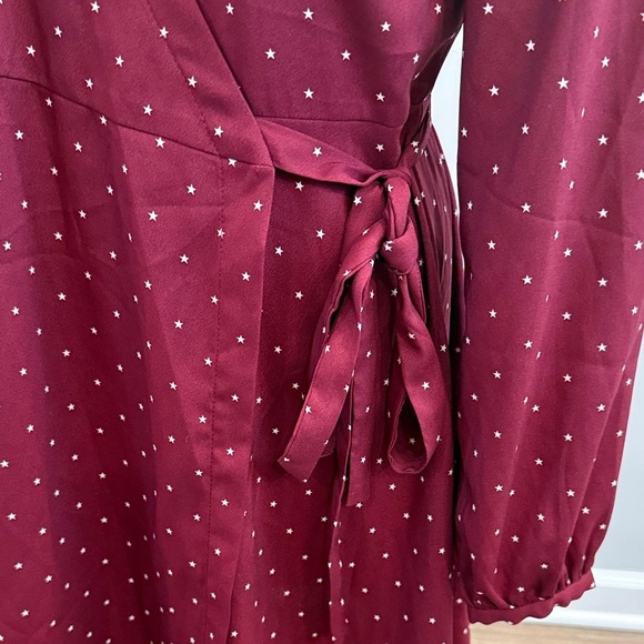 LOFT 2P Burgundy Lightweight Long Sleeve Wrap Dress - Picture 4 of 9